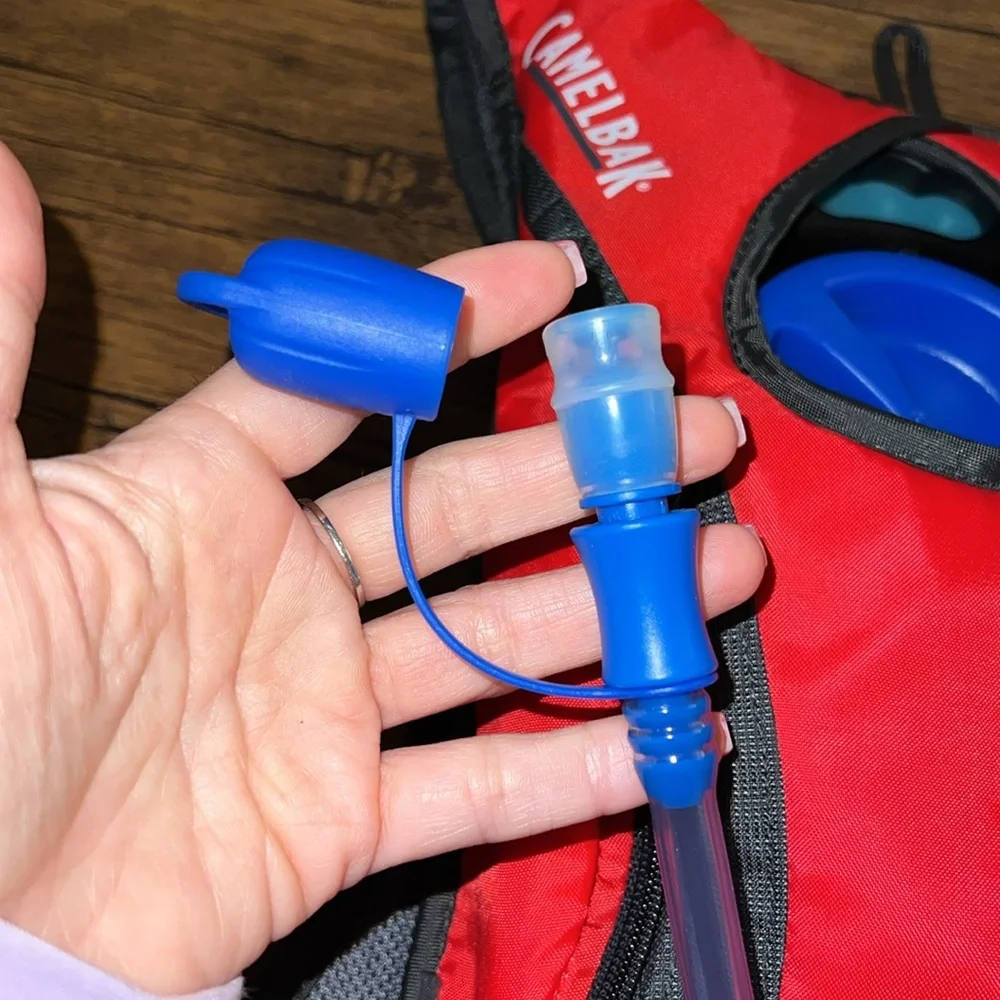 CamelBak‎ Red and Black Hydration Backpack with Blue Tube- OS